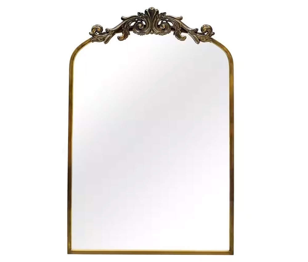 LuxHomez Copper Vintage 24 in. W x 35.8 in. H Arched Metal Frame Decorative Wall Mirror - Image 1 - Lot 131JF
