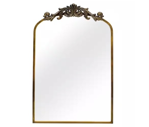 LuxHomez Copper Vintage 24 in. W x 35.8 in. H Arched Metal Frame Decorative Wall Mirror - Lot 131JF
