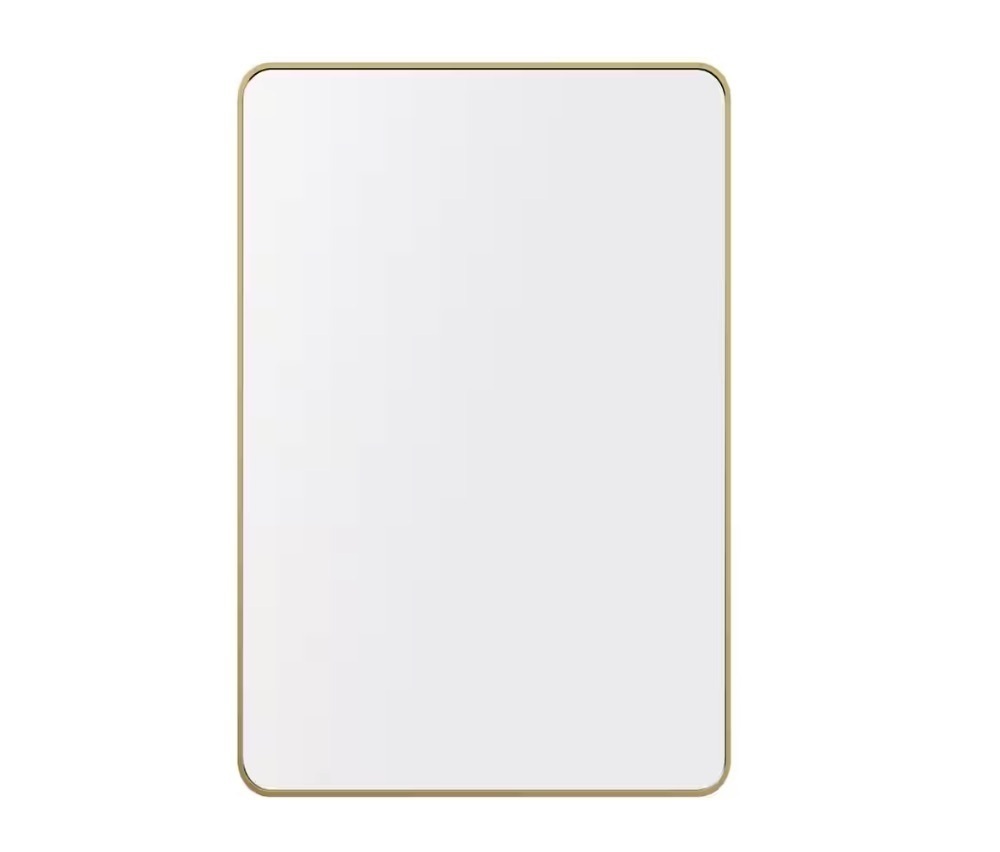 24 in. W x 36 in. H Gold Rectangle Wall Mirror Aluminum Alloy Frame - Image 1 - Lot 133JF