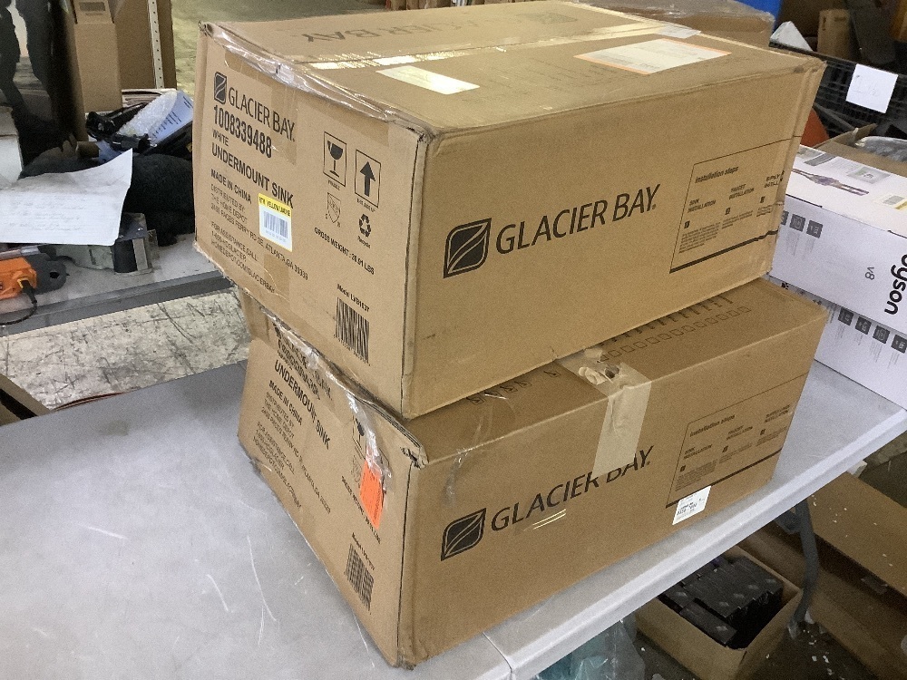 Lot of (2) Glacier Bay 22 in. Ceramic Rectangular Undermount Bathroom Sink in White with Overflow Drain - Image 2 - Lot 136JF