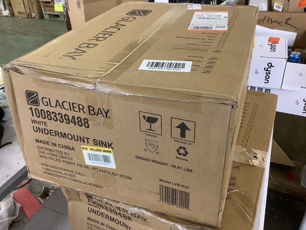 Lot of (2) Glacier Bay 22 in. Ceramic Rectangular Undermount Bathroom Sink in White with Overflow Drain - Image 3 - Lot 136JF
