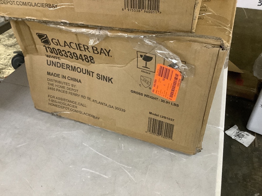 Lot of (2) Glacier Bay 22 in. Ceramic Rectangular Undermount Bathroom Sink in White with Overflow Drain - Image 4 - Lot 136JF