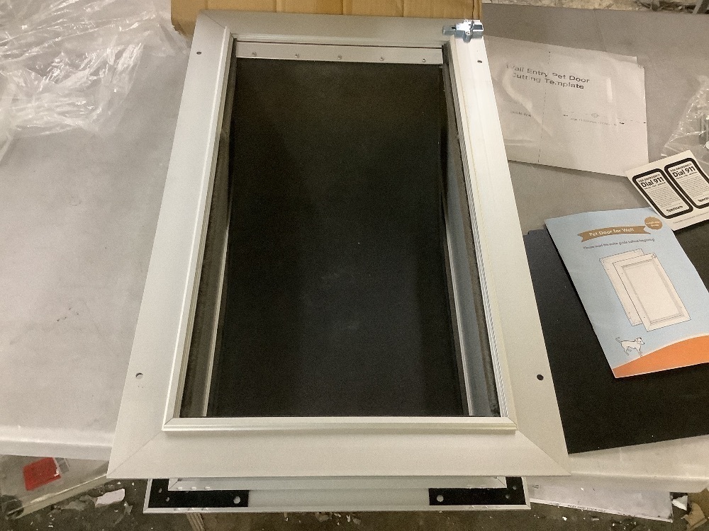 Heavy Duty Aluminum Pet Door with 2 Magnetic Flaps, Wide Telescoping Tunnel, Sliding Lock for Dogs up to 110lb - Image 3 - Lot 139