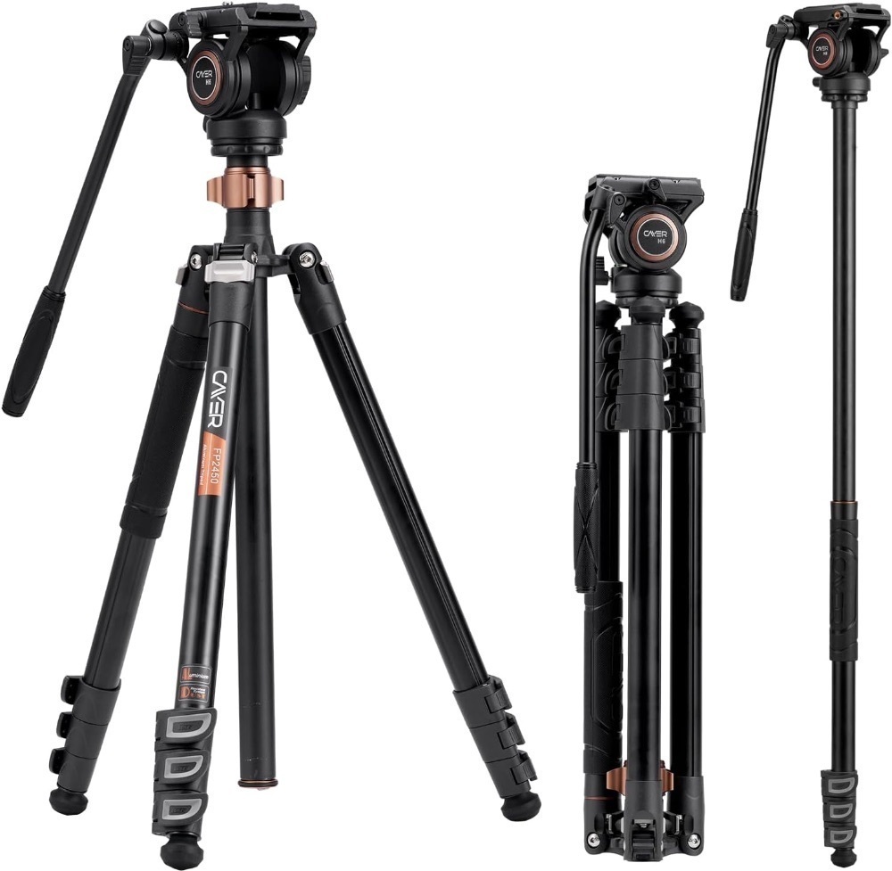 Cayer 75" Aluminum Fluid Head Tripod for DSLR Camera, Camcorder, Load Capacity up to 13.2 Pounds - Image 1 - Lot 230