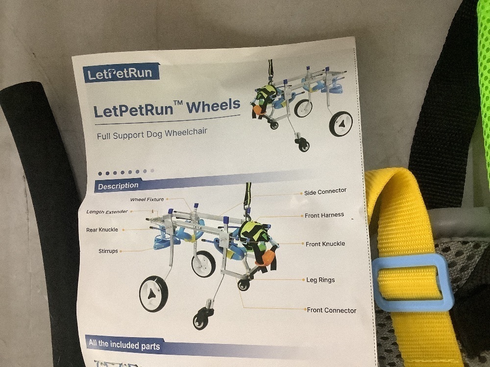 LetPetRun Adjustable 1-Wheel Dog Wheelchair, Small - Image 5 - Lot 538