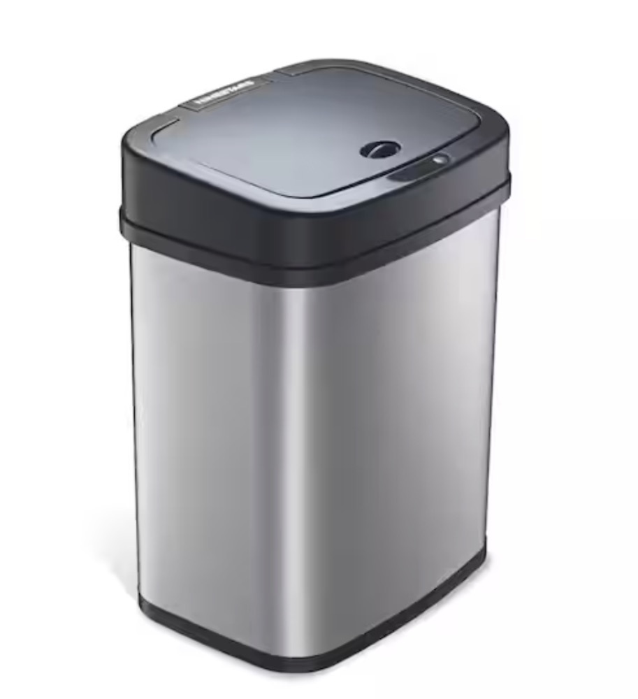 NINESTARS 3 Gal. Stainless Steel Rectangular Shape Motion Sensor Metal Household Trash Can - Image 1 - Lot 636JF