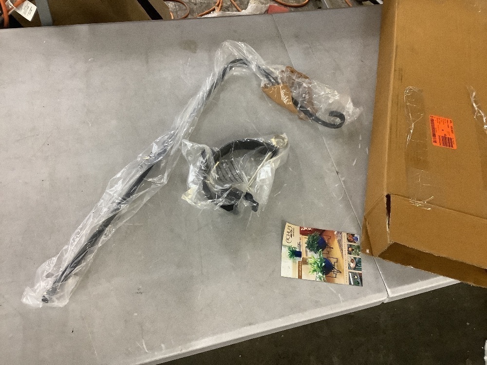 ACHLA DESIGNS 28.3 in. Tall Black Powder Coated Wrought Iron Shepherd's Hook w/Over Railing Bracket - Image 2 - Lot 639JF