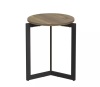 Angel Sar 19.68 in. Round Outdoor Accent End Table with Sturdy Metal Frame, Brown - Thumbnail 1