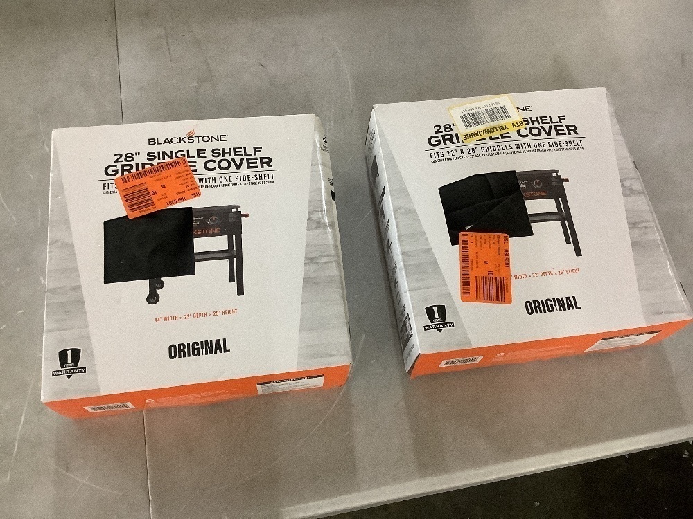 Lot of (2) Blackstone 28” Single Shelf Griddle Cover, 600D Polyester, Black - Image 1 - Lot 722JF