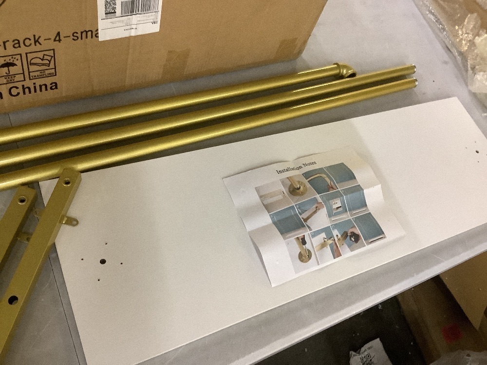 Gold Metal Clothing Rack with Wood Shelf - Image 4 - Lot 425