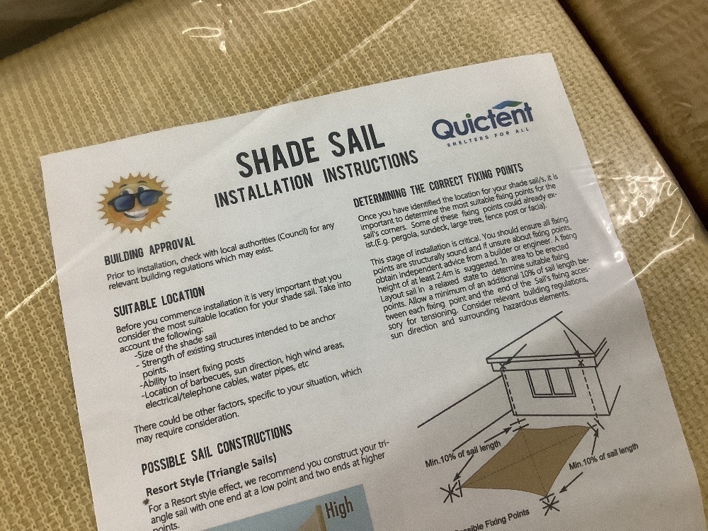 Quictent 24x24FT 185G HDPE Square Sunshade Sail Canopy - Image 4 - Lot 426