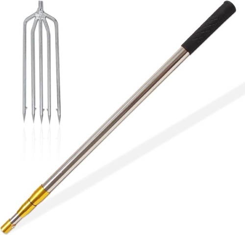 Dutiplus 4.5ft Telescopic Fish Gaff with 5-Prong Harpoon Barbed, Sea and Ice Fishing Spear Gig for Hunting Fish Frog Mole - Lot 431
