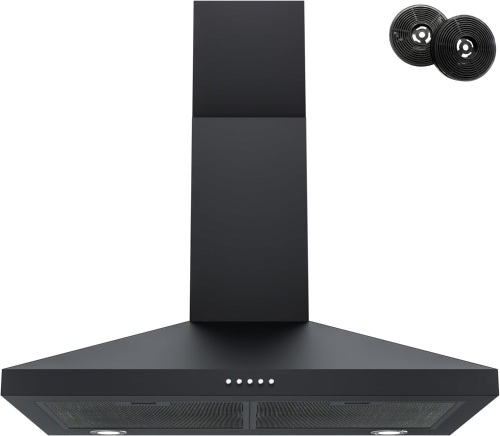 FIREGAS Black Range Hood 30 Inch, Ducted/Ductless Convertible, 450 CFM, 3-Speed Exhaust Fan, Stainless Steel - Lot 438