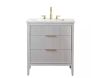 SUDIO Emma 30 in. W Bath Vanity in Taupe with Engineered Stone Top in Arabescato with White Sink - Thumbnail 1