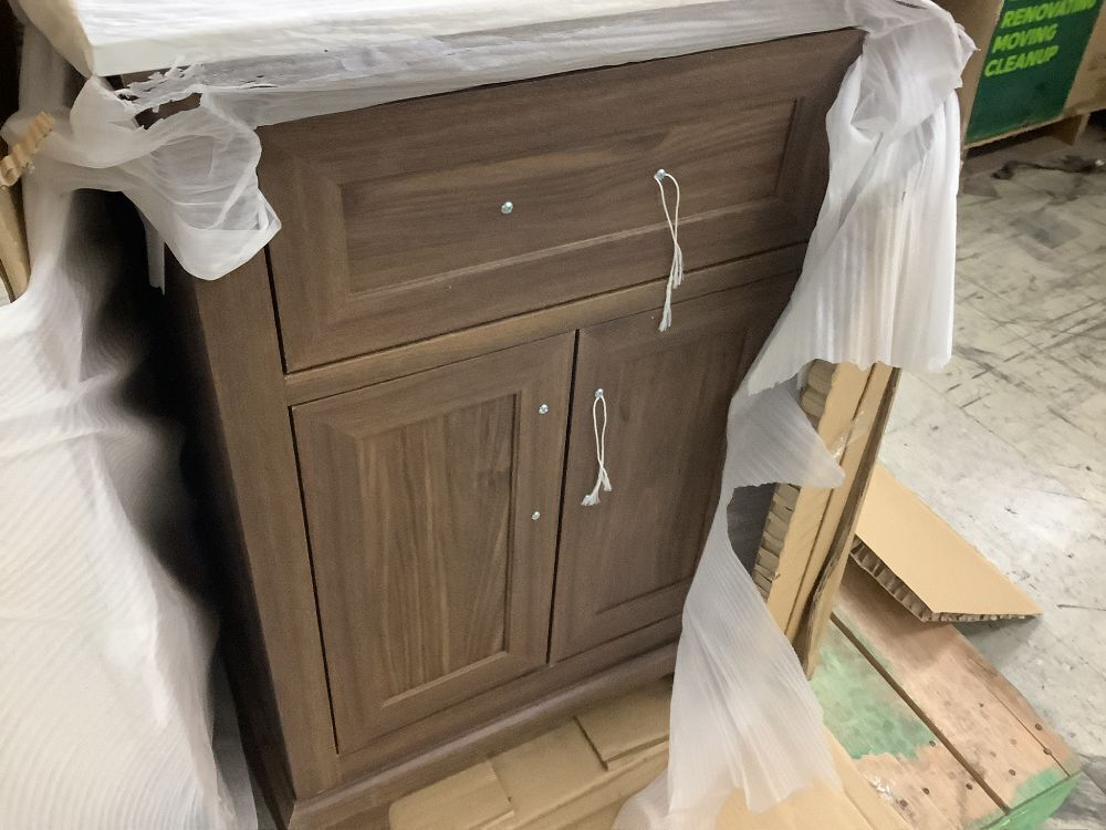 Home Decorators Collection Doveton 24 in. Single Sink Dark Walnut Bath Vanity with White Engineered Marble Top - Light Corner Damage - Image 3 - Lot 38JF
