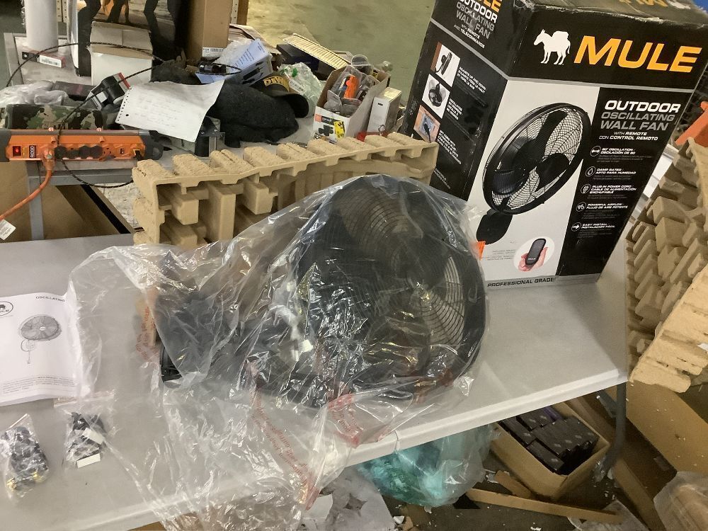 MULE Wall Mount Fan XL Indoor or Outdoor Matte Black 18 in. Oscillating 3-Speed High Velocity Max. 5100 CFM Fan with Remote - Image 2 - Lot 62JF