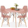5-Piece Mid-Century Modern Dining Set w/ 4 Chairs, Wooden Legs, Metal Frame - Thumbnail 1