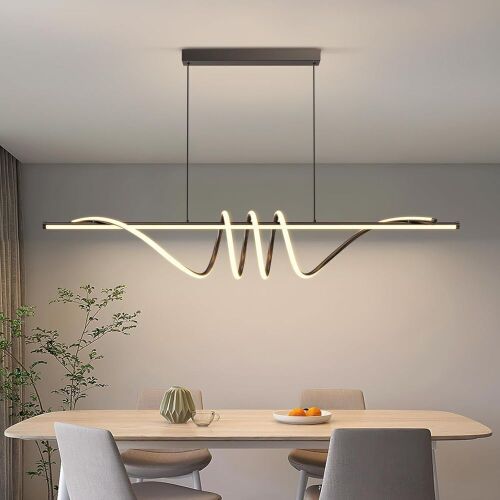 Modern 57in Pendant Light, Dimmable with Remote Control 3000k-6000K Adjustable Color Temperature - Lot 161