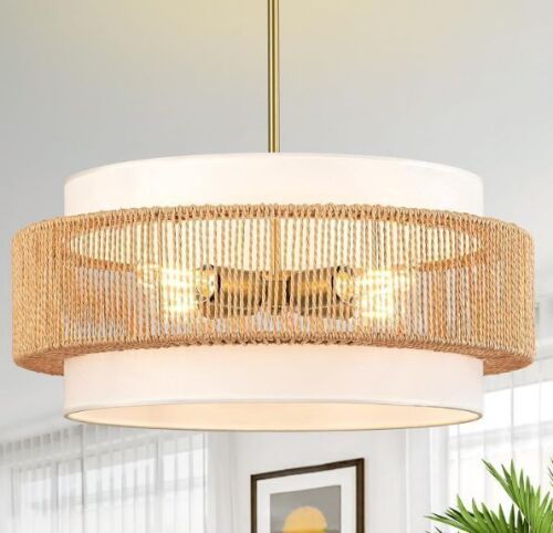 Boho Rattan Chandelier Light - Lot 174