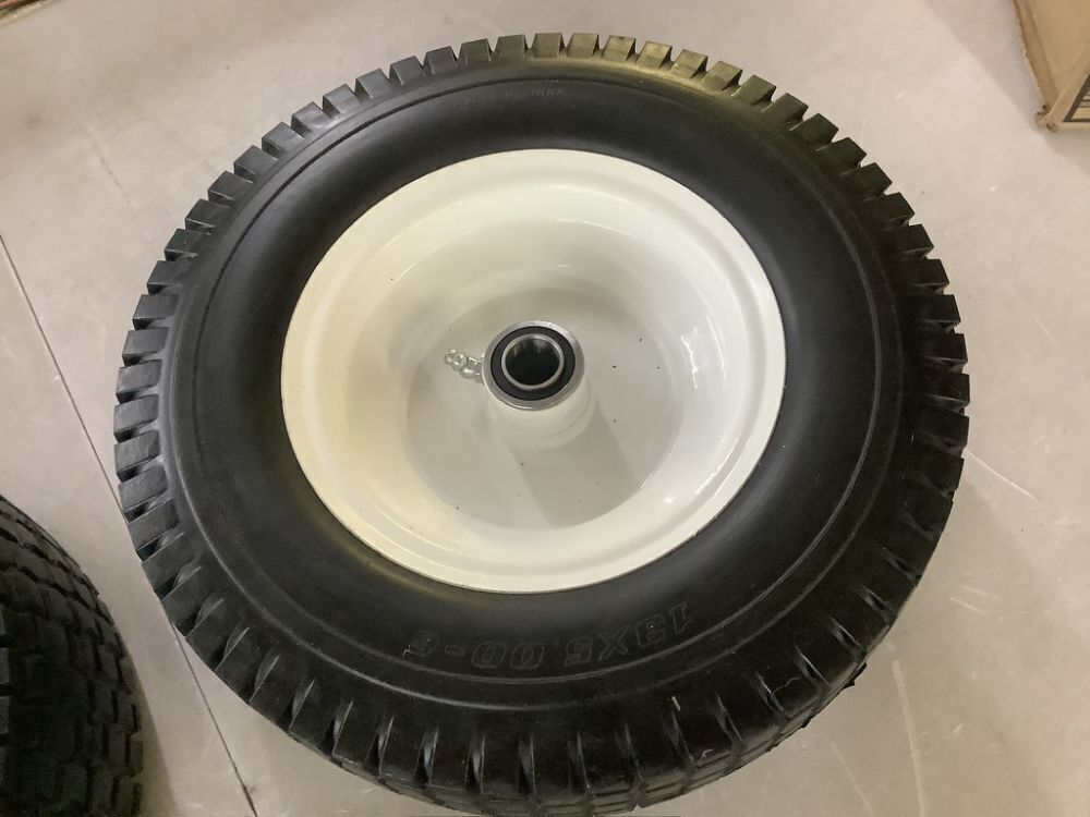 AR-PRO 13 x 5.00-6 Universal Tubeless Lawn Mower Tires with Rim, 3" Centered Hub and 3/4" Bushings, 2 Pack - Image 3 - Lot 579