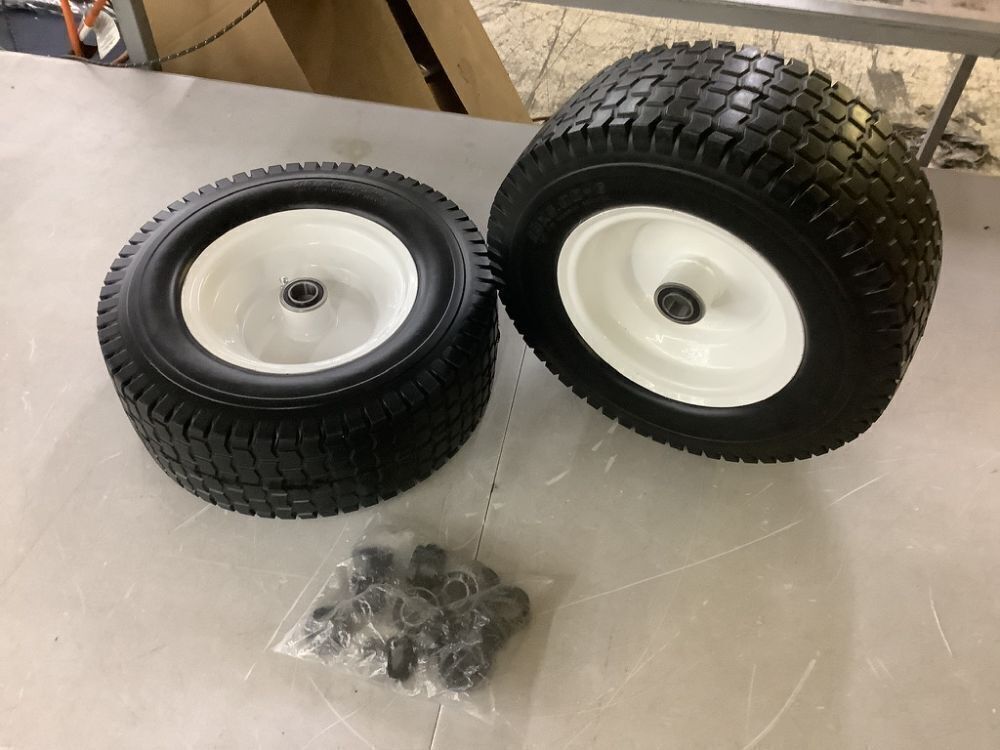 AR-PRO 13 x 5.00-6 Universal Tubeless Lawn Mower Tires with Rim, 3" Centered Hub and 3/4" Bushings, 2 Pack - Image 5 - Lot 579