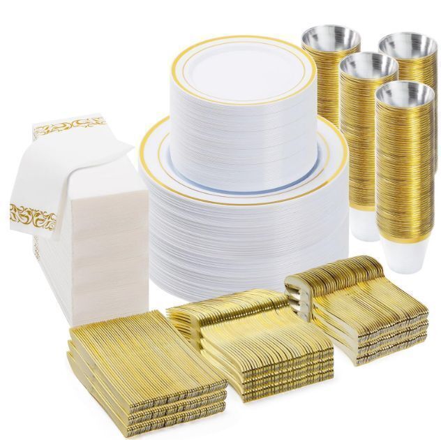 BESTVIP 700 PCS Gold Dinnerware Set for 100 Guests - Image 1 - Lot 670