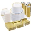BESTVIP 700 PCS Gold Dinnerware Set for 100 Guests - Thumbnail 1