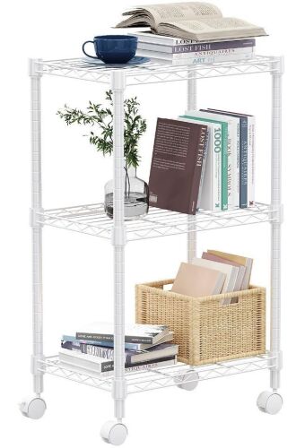 3 Tier Wire Storage Shelves with Wheels 11.8" D x 17.7" W x 29.8" H - Lot 770