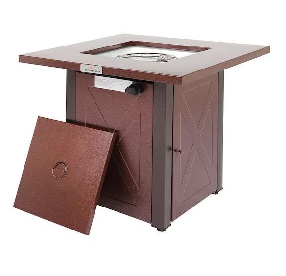 Legacy Heating 28 in. W x 24 in. H 50000 BTU Square Steel Propane Brown Fire Pit Table - Image 1 - Lot 53JF