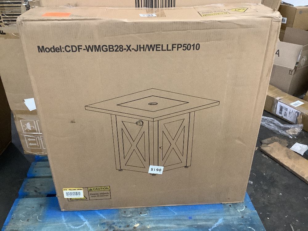 Legacy Heating 28 in. W x 24 in. H 50000 BTU Square Steel Propane Brown Fire Pit Table - Image 2 - Lot 53JF