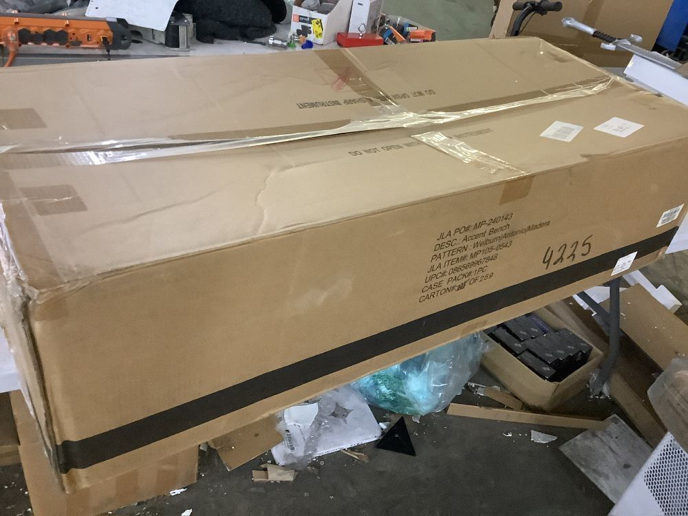 Madison Park Accent Bench, Upholstered with Nailhead Trim & Padded Seat, 49.5" x 19.25" x 23" - Image 4 - Lot 55