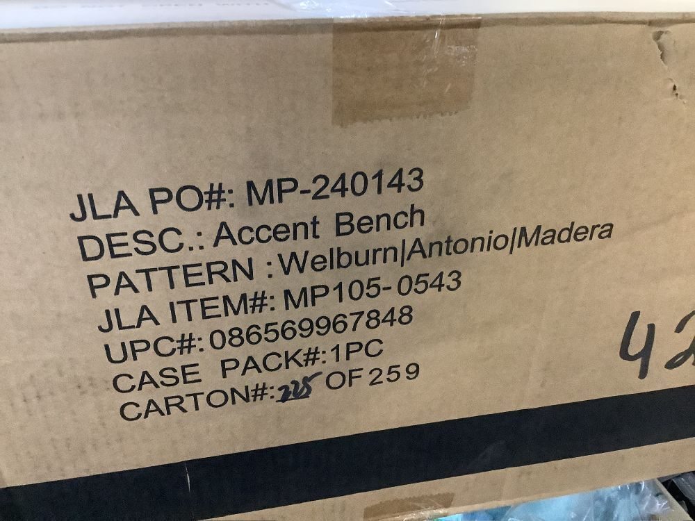 Madison Park Accent Bench, Upholstered with Nailhead Trim & Padded Seat, 49.5" x 19.25" x 23" - Image 5 - Lot 55