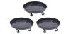 Black Round Iron Flower Pot Tray with Universal Wheels, Set of 3 - Thumbnail 1