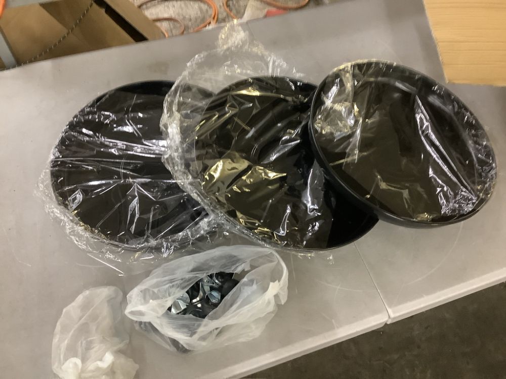 Black Round Iron Flower Pot Tray with Universal Wheels, Set of 3 - Image 2 - Lot 274JF