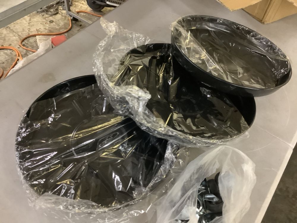 Black Round Iron Flower Pot Tray with Universal Wheels, Set of 3 - Image 3 - Lot 274JF