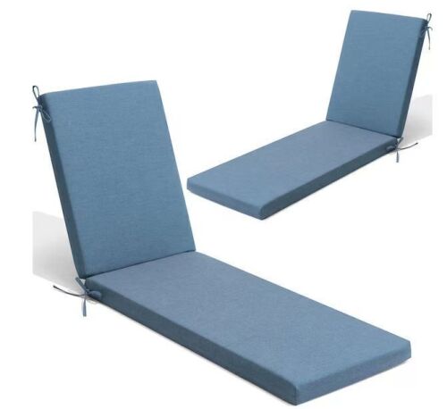 Sunbrella Outdoor Chaise Lounge Cushion in Pacific Blue, 71.5 in. x 21 in., Set of 2 - Lot 278JF