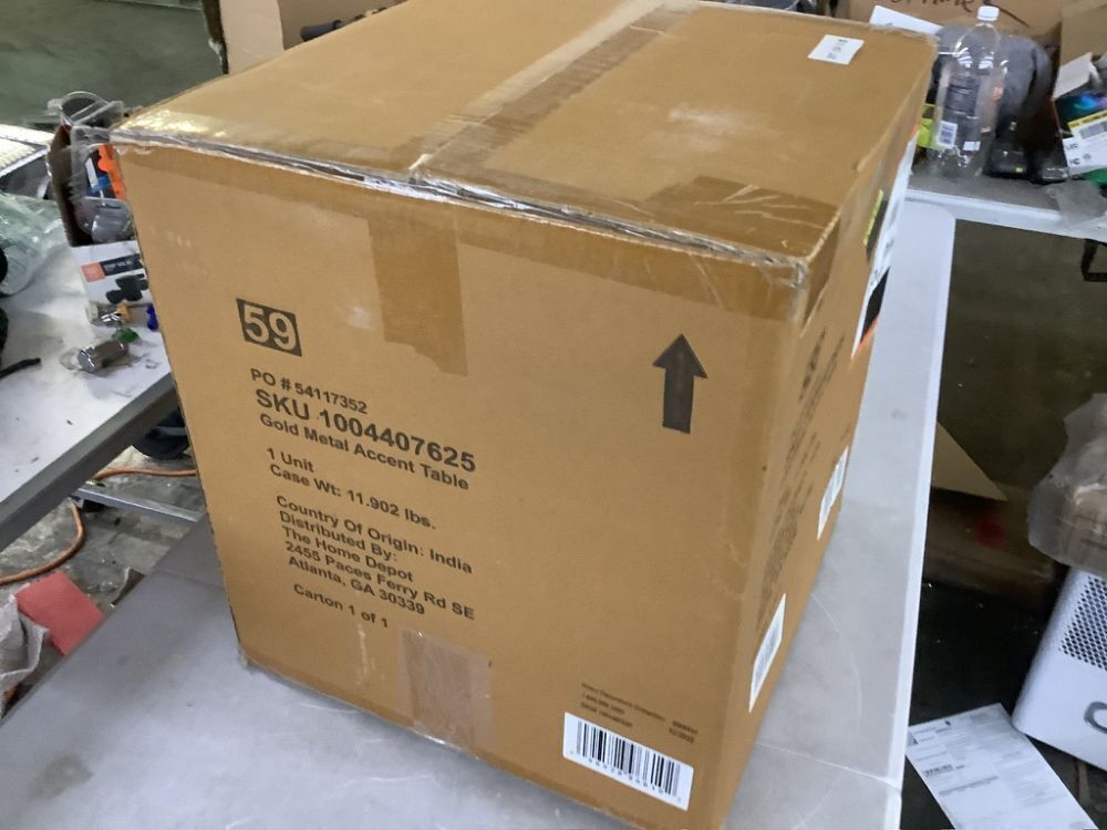 Home Decorators Collection Round Gold Metal Accent Table (16.5 in. W x 17.75 in. H) - Image 2 - Lot 280JF