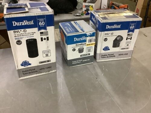 DuraVent 6" Diameter Stove Pipe Damper, Double Wall Elbow & Adjustable Stove Pipe - Lot 365JF