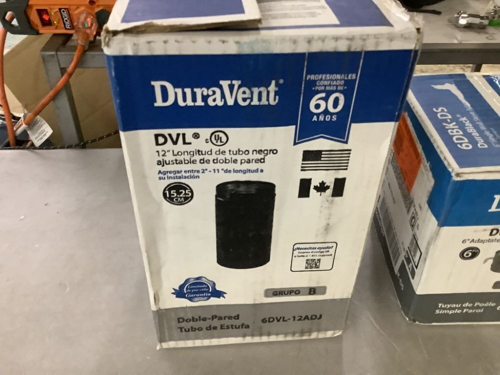 DuraVent 6" Diameter Stove Pipe Damper, Double Wall Elbow & Adjustable Stove Pipe - Image 2 - Lot 365JF