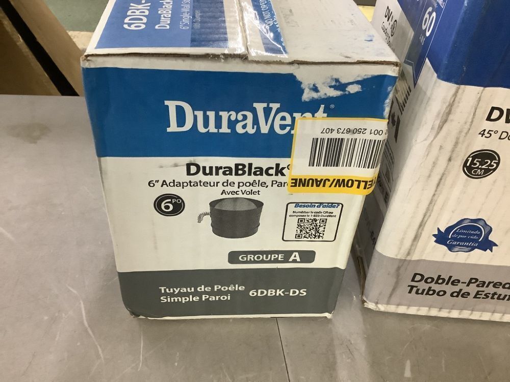 DuraVent 6" Diameter Stove Pipe Damper, Double Wall Elbow & Adjustable Stove Pipe - Image 4 - Lot 365JF