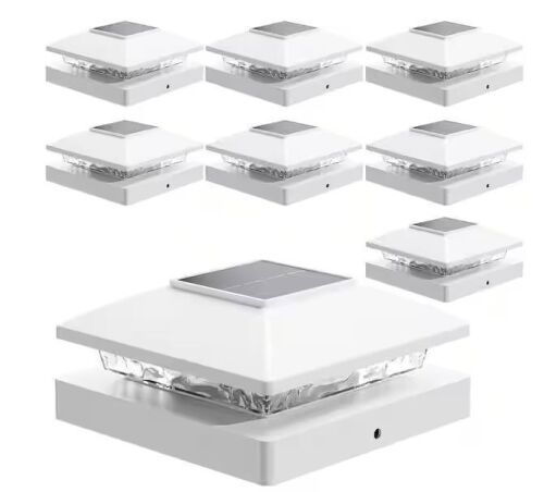 Outdoor Waterproof Solar Powered Deck Fence Post Lights Fit 4 in. x 4 in. Posts, 8-Pack - Lot 366JF