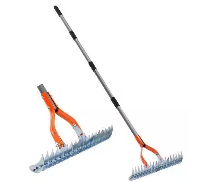 WaLensee 70 in. Adjustable Steel Handle Thatch Rake, 19 Tines, 0.8in. Blade Span - Image 1 - Lot 367JF