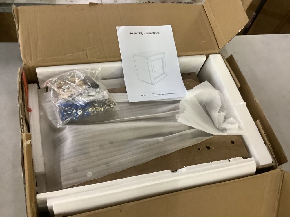 BYBLIGHT Kerlin 23.62 in. Brown MDF 2-Tier End Table with Metal Frame - Image 2 - Lot 369JF