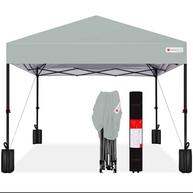 One-Person Setup Instant Pop Up Canopy w/ Case, 4 Weight Bags - 8x8ft - Image 1 - Lot 380
