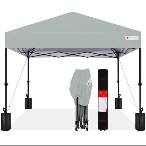 One-Person Setup Instant Pop Up Canopy w/ Case, 4 Weight Bags - 8x8ft - Lot 380