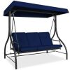 3-Seat Outdoor Canopy Swing Glider Furniture w/ Converting Flatbed Backrest - Thumbnail 1