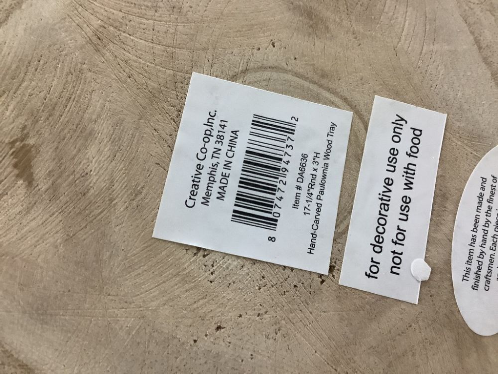 Storied Home Paulownia Wood Carved Decorative Tray - Image 5 - Lot 466JF