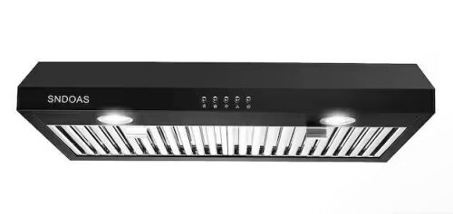 SNDOAS 30 in. Ducted Under Cabinet Range Hood in Black with 3-Speed 600 CFM Vent, LEDs - Lot 467JF