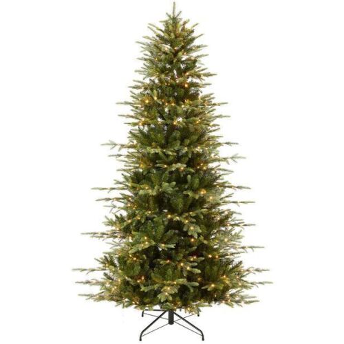 12' Pre-Lit Artificial Aspen Slim Noble Fir Christmas Tree w/ Metal Stand - Lot 76