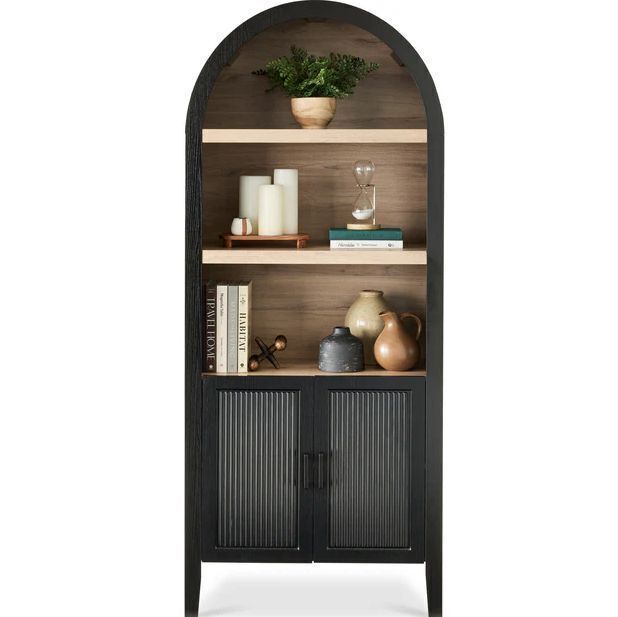 Arched 5-Tier Storage Cabinet w/ Reeded Doors, Adjustable Shelves - 72in - Image 1 - Lot 71